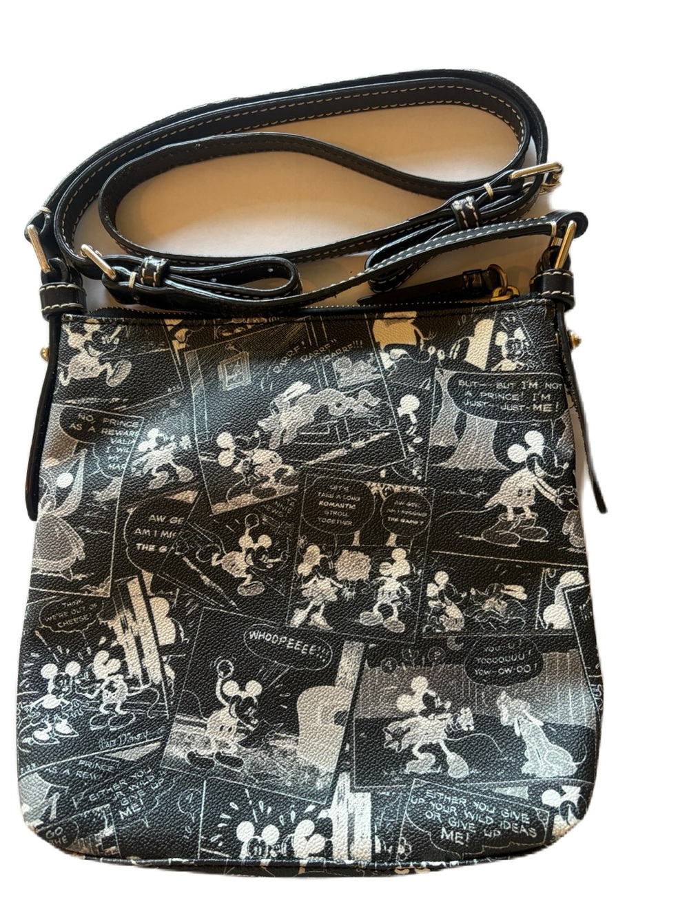 Dooney & Bourke Black and Cream Mickey Comic Crossbody Bag - Picture 2 of 7